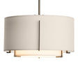 Hubbardton Forge 2008 Dark Smoke Natural Anna Inner Shade & Flax Outer Shade Multi Exos Small Double Shade Pendant
