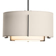Hubbardton Forge 2008 Black Natural Anna Inner Shade & Flax Outer Shade Multi Exos Small Double Shade Pendant