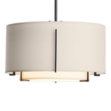 Hubbardton Forge 2008 Black Natural Anna Inner Shade & Flax Outer Shade Multi Exos Small Double Shade Pendant