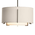 Hubbardton Forge 2008 Oil Rubbed Bronze Natural Anna Inner Shade & Flax Outer Shade Multi Exos Small Double Shade Pendant