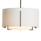 Hubbardton Forge 2008 Oil Rubbed Bronze Natural Anna Inner Shade & Natural Anna Outer Shade Multi Exos Small Double Shade Pendant