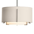 Hubbardton Forge 2008 Natural Iron Natural Anna Inner Shade & Flax Outer Shade Multi Exos Small Double Shade Pendant