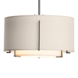 Hubbardton Forge 2008 Natural Iron Natural Anna Inner Shade & Flax Outer Shade Multi Exos Small Double Shade Pendant