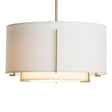 Hubbardton Forge 2008 Soft Gold Natural Anna Inner Shade & Natural Anna Outer Shade Multi Exos Small Double Shade Pendant