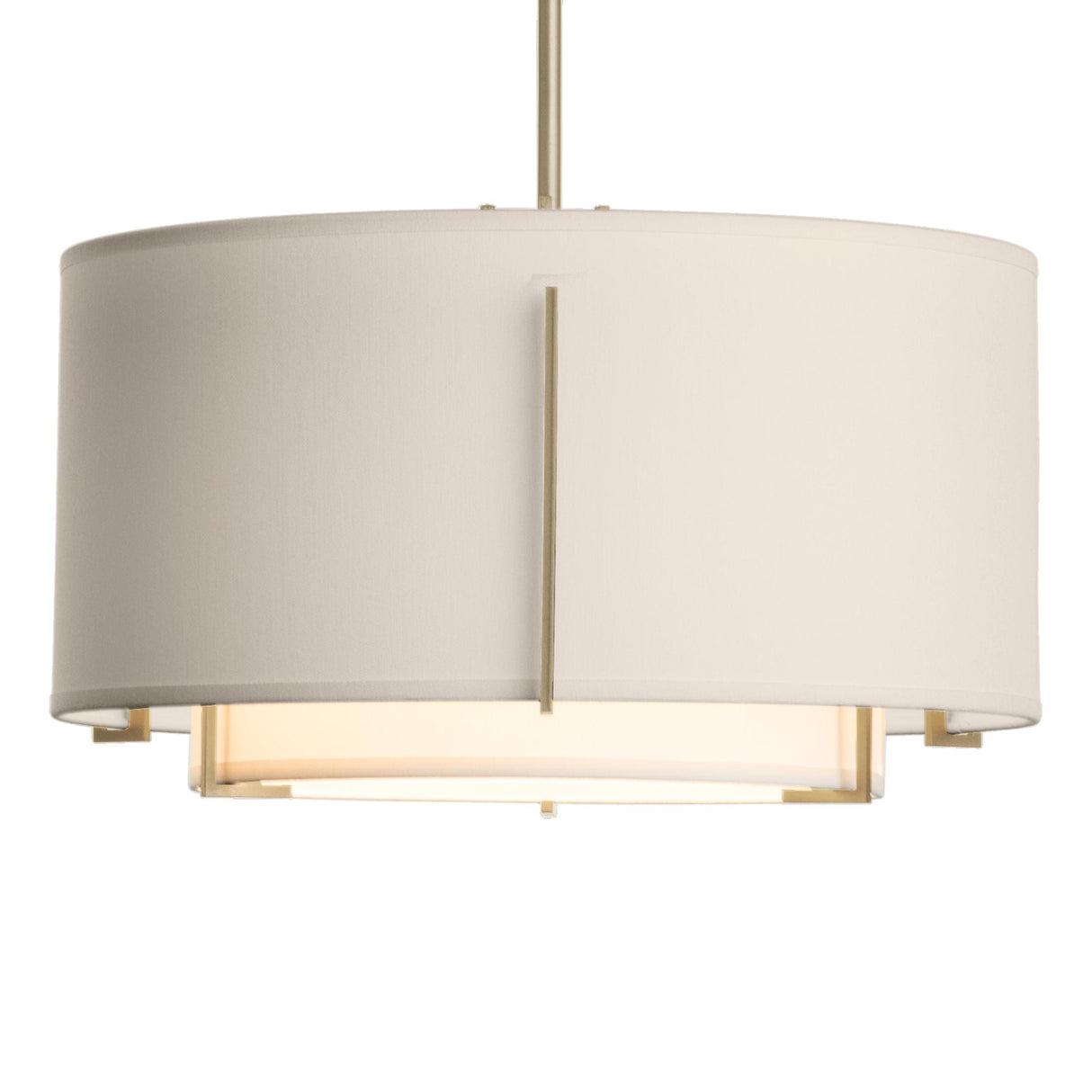 Hubbardton Forge 2008 Soft Gold Natural Anna Inner Shade & Flax Outer Shade Multi Exos Small Double Shade Pendant