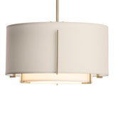 Hubbardton Forge 2008 Soft Gold Natural Anna Inner Shade & Flax Outer Shade Multi Exos Small Double Shade Pendant
