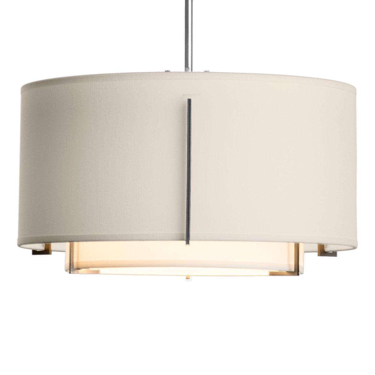 Hubbardton Forge 2008 Sterling Natural Anna Inner Shade & Flax Outer Shade Multi Exos Small Double Shade Pendant