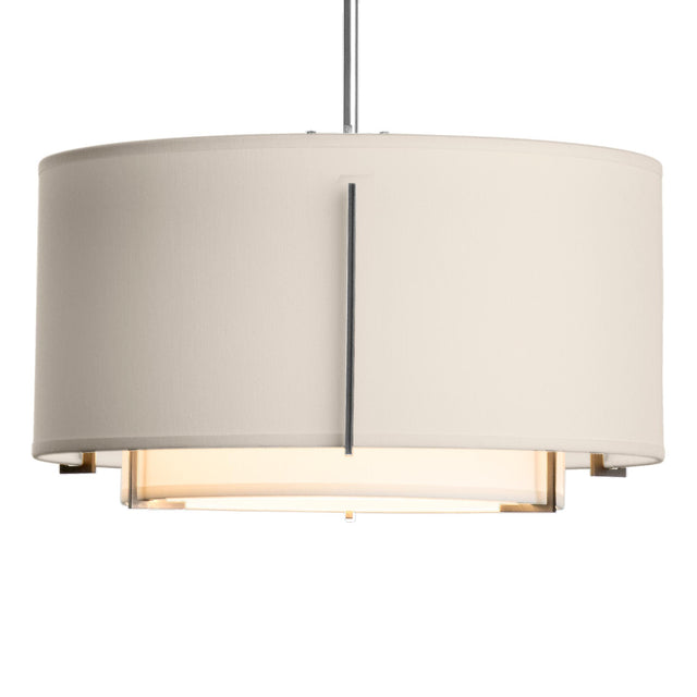 Hubbardton Forge 2008 Sterling Natural Anna Inner Shade & Flax Outer Shade Multi Exos Small Double Shade Pendant