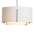 Hubbardton Forge 2008 Sterling Natural Anna Inner Shade & Natural Anna Outer Shade Multi Exos Small Double Shade Pendant