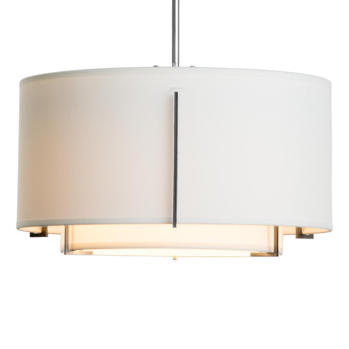 Hubbardton Forge 2008 Sterling Natural Anna Inner Shade & Natural Anna Outer Shade Multi Exos Small Double Shade Pendant