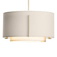Hubbardton Forge 2008 Modern Brass Natural Anna Inner Shade & Flax Outer Shade Multi Exos Small Double Shade Pendant