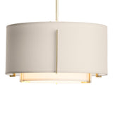 Hubbardton Forge 2008 Modern Brass Natural Anna Inner Shade & Flax Outer Shade Multi Exos Small Double Shade Pendant