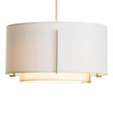 Hubbardton Forge 2008 Modern Brass Natural Anna Inner Shade & Natural Anna Outer Shade Multi Exos Small Double Shade Pendant