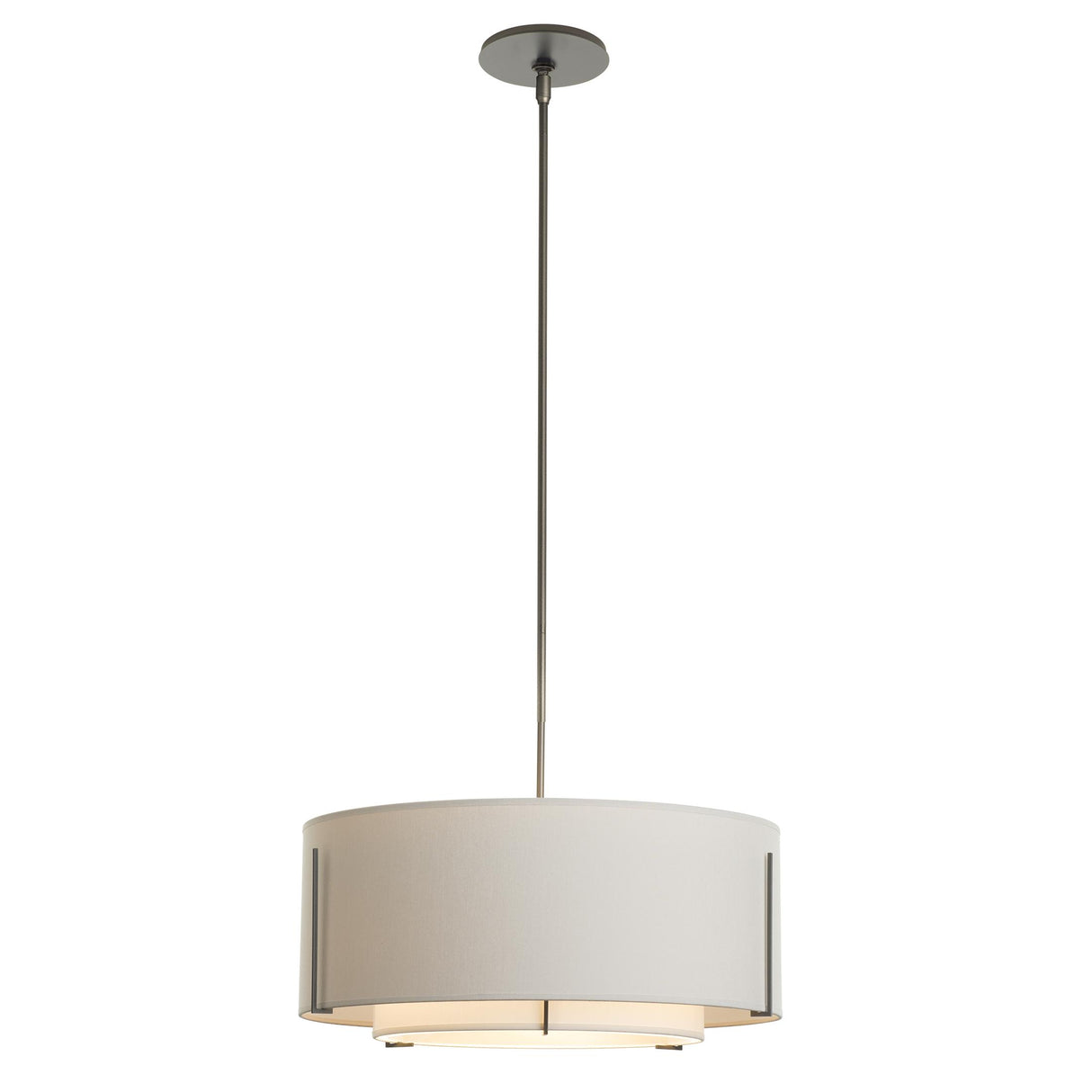 Hubbardton Forge 2007 Dark Smoke Natural Anna Inner Shade & Flax Outer Shade Multi Exos Double Shade Pendant