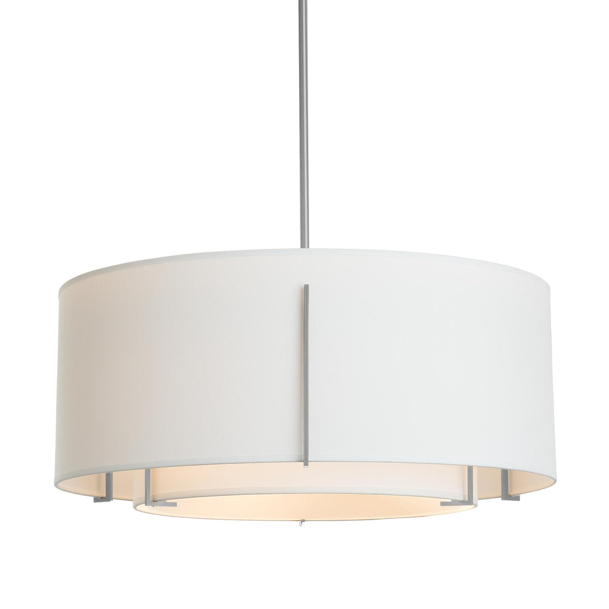 Hubbardton Forge 2007 Soft Gold Natural Anna Inner Shade & Natural Anna Outer Shade Multi Exos Double Shade Pendant