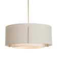 Hubbardton Forge 2007 Modern Brass Natural Anna Inner Shade & Flax Outer Shade Multi Exos Double Shade Pendant