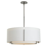 Hubbardton Forge 2008 Natural Iron Natural Anna Inner Shade & Natural Anna Outer Shade Multi Exos Large Double Shade Pendant