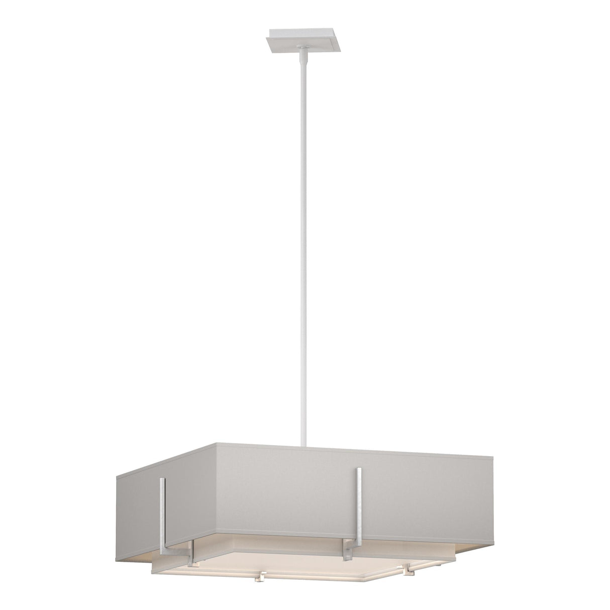 Hubbardton Forge 2013 White Natural Anna Inner Shade & Flax Outer Shade Multi Exos Square Double Shade Pendant