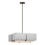 Hubbardton Forge 2013 Bronze Natural Anna Inner Shade & Natural Anna Outer Shade Multi Exos Square Double Shade Pendant
