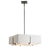 Hubbardton Forge 2013 Dark Smoke Natural Anna Inner Shade & Natural Anna Outer Shade Multi Exos Square Double Shade Pendant