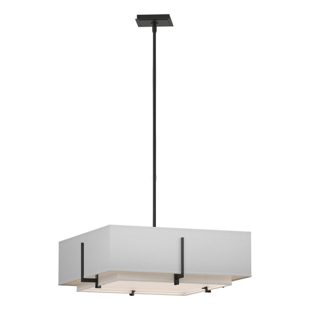 Hubbardton Forge 2013 Black Natural Anna Inner Shade & Natural Anna Outer Shade Multi Exos Square Double Shade Pendant