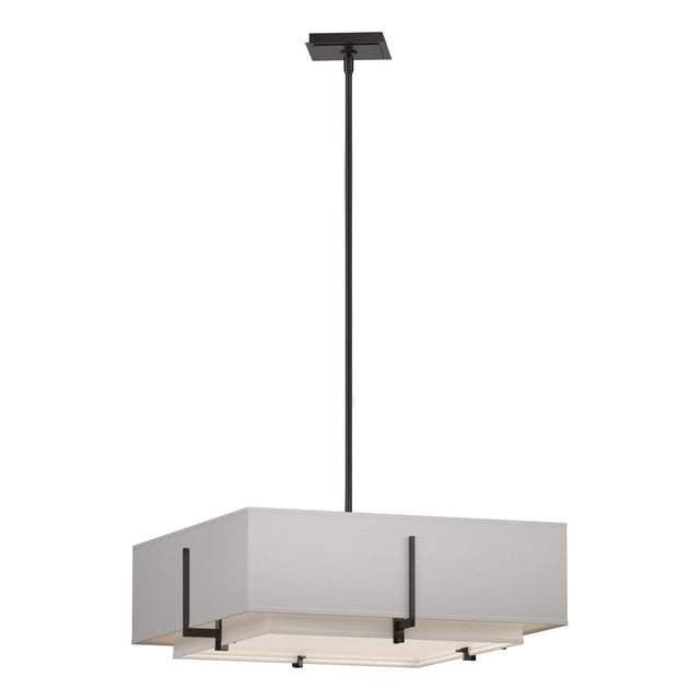 Hubbardton Forge 2013 Oil Rubbed Bronze Natural Anna Inner Shade & Flax Outer Shade Multi Exos Square Double Shade Pendant