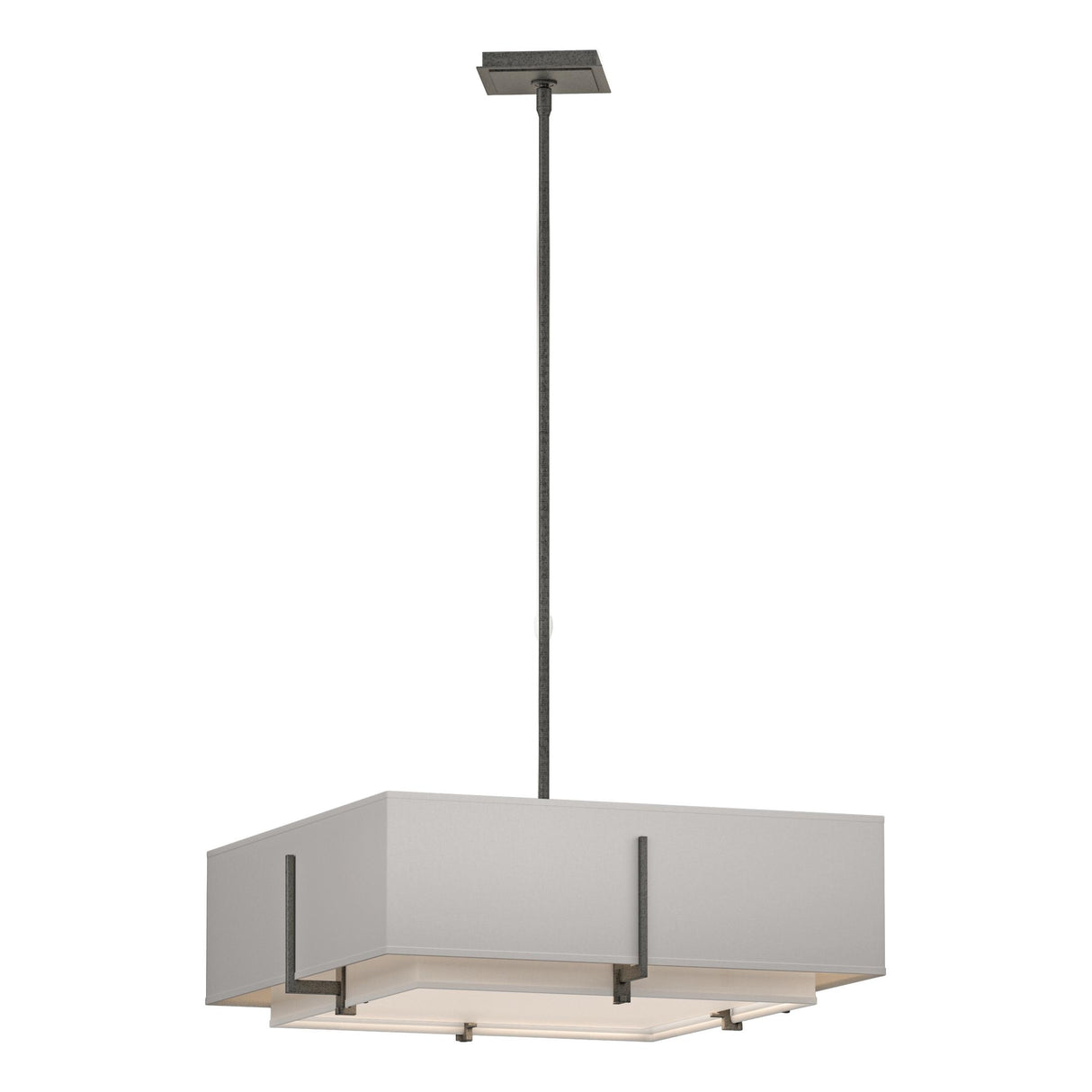 Hubbardton Forge 2013 Natural Iron Natural Anna Inner Shade & Flax Outer Shade Multi Exos Square Double Shade Pendant