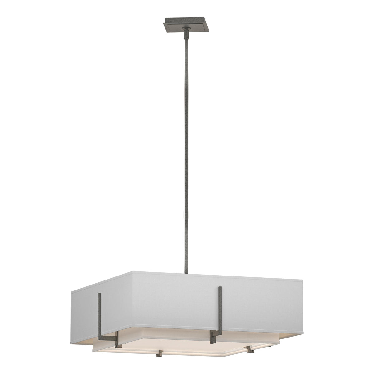 Hubbardton Forge 2013 Natural Iron Natural Anna Inner Shade & Natural Anna Outer Shade Multi Exos Square Double Shade Pendant