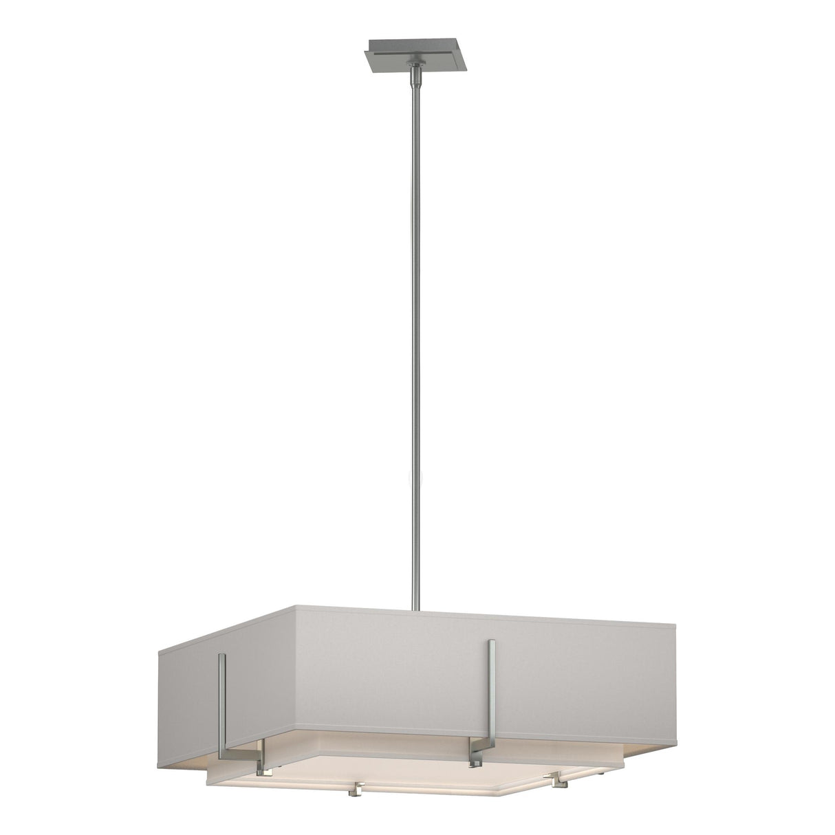 Hubbardton Forge 2013 Vintage Platinum Natural Anna Inner Shade & Flax Outer Shade Multi Exos Square Double Shade Pendant