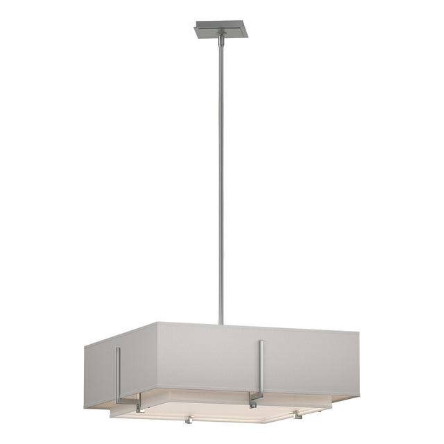 Hubbardton Forge 2013 Vintage Platinum Natural Anna Inner Shade & Flax Outer Shade Multi Exos Square Double Shade Pendant