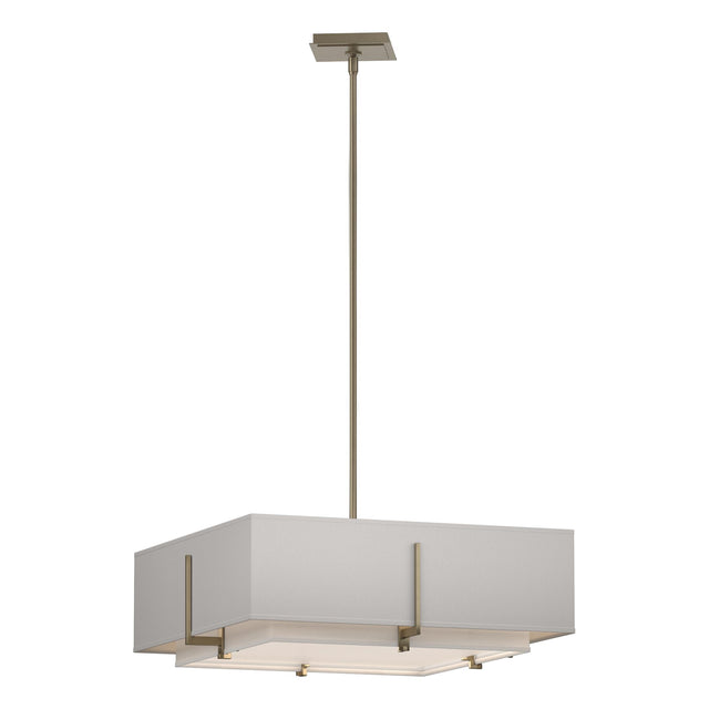 Hubbardton Forge 2013 Soft Gold Natural Anna Inner Shade & Flax Outer Shade Multi Exos Square Double Shade Pendant