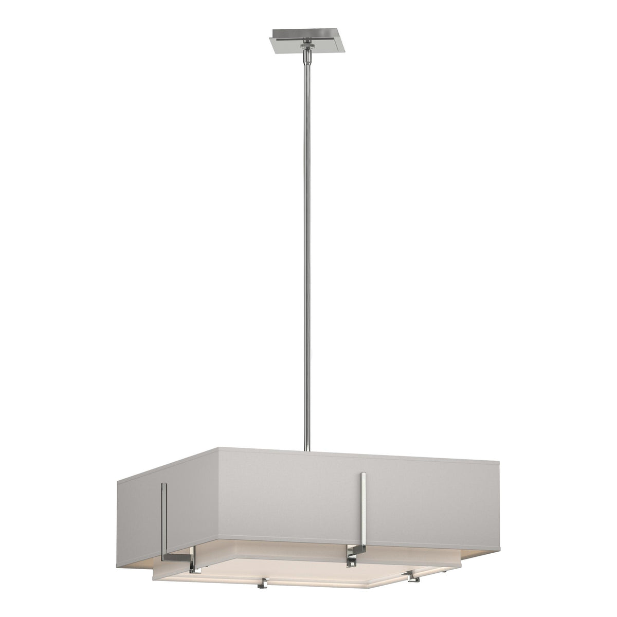 Hubbardton Forge 2013 Sterling Natural Anna Inner Shade & Flax Outer Shade Multi Exos Square Double Shade Pendant