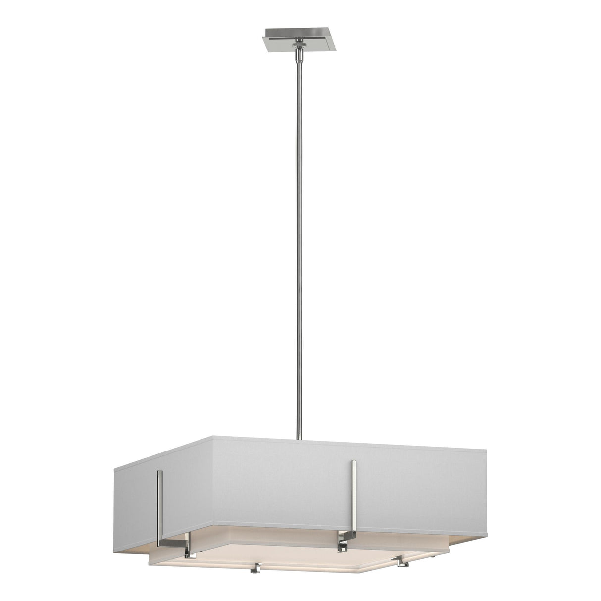Hubbardton Forge 2013 Sterling Natural Anna Inner Shade & Natural Anna Outer Shade Multi Exos Square Double Shade Pendant