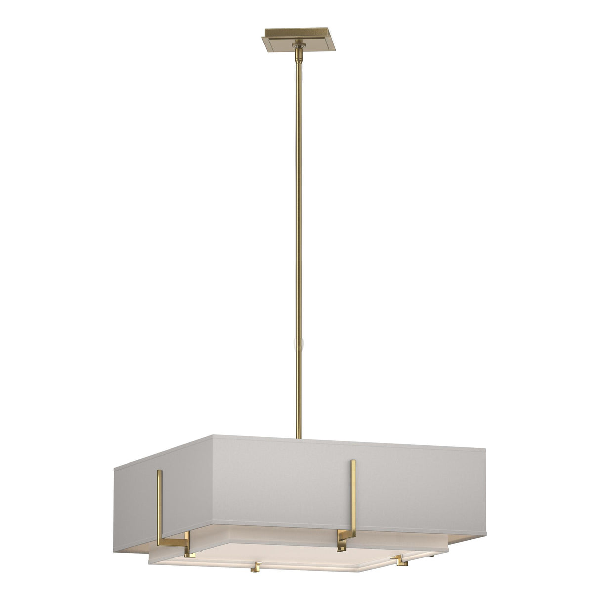 Hubbardton Forge 2013 Modern Brass Natural Anna Inner Shade & Flax Outer Shade Multi Exos Square Double Shade Pendant