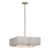 Hubbardton Forge 2013 Modern Brass Natural Anna Inner Shade & Flax Outer Shade Multi Exos Square Double Shade Pendant