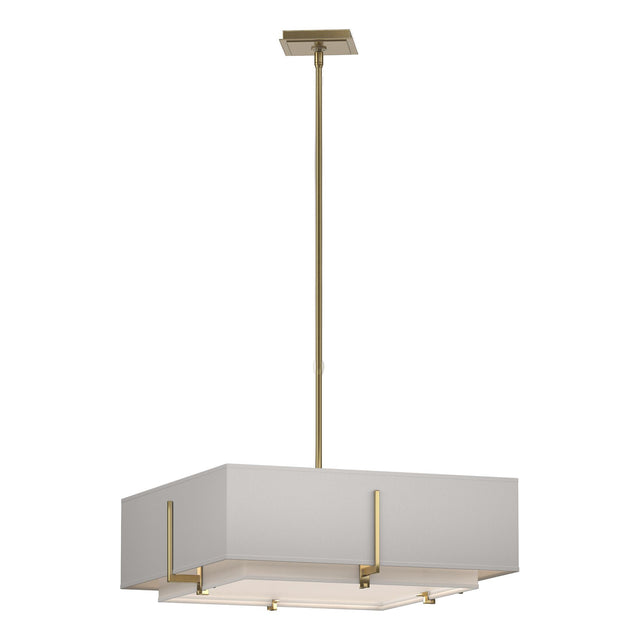 Hubbardton Forge 2013 Modern Brass Natural Anna Inner Shade & Flax Outer Shade Multi Exos Square Double Shade Pendant