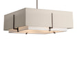 Hubbardton Forge 2014 Bronze Natural Anna Inner Shade & Flax Outer Shade Multi Exos Square Large Double Shade Pendant