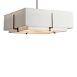 Hubbardton Forge 2014 Bronze Natural Anna Inner Shade & Natural Anna Outer Shade Multi Exos Square Large Double Shade Pendant