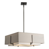 Hubbardton Forge 2014 Dark Smoke Natural Anna Inner Shade & Flax Outer Shade Multi Exos Square Large Double Shade Pendant