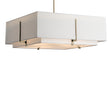 Hubbardton Forge 2014 Soft Gold Natural Anna Inner Shade & Natural Anna Outer Shade Multi Exos Square Large Double Shade Pendant