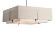 Hubbardton Forge 2014 Sterling Natural Anna Inner Shade & Flax Outer Shade Multi Exos Square Large Double Shade Pendant