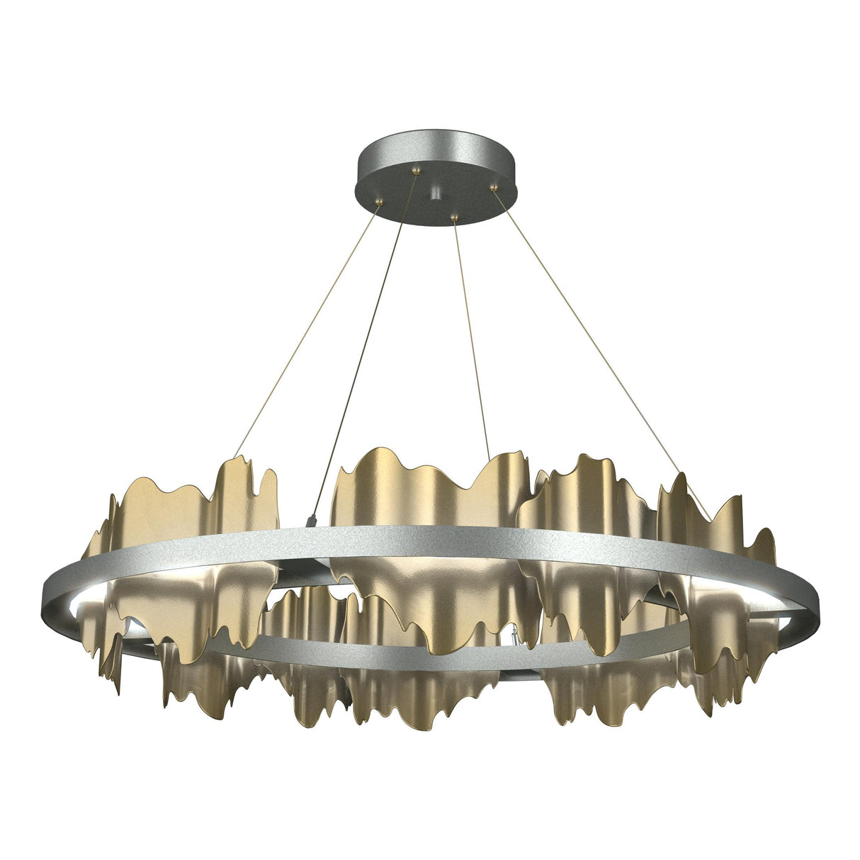 Hubbardton Forge 2020 Vintage Platinum Modern Brass Standard Hildene Circular LED Pendant