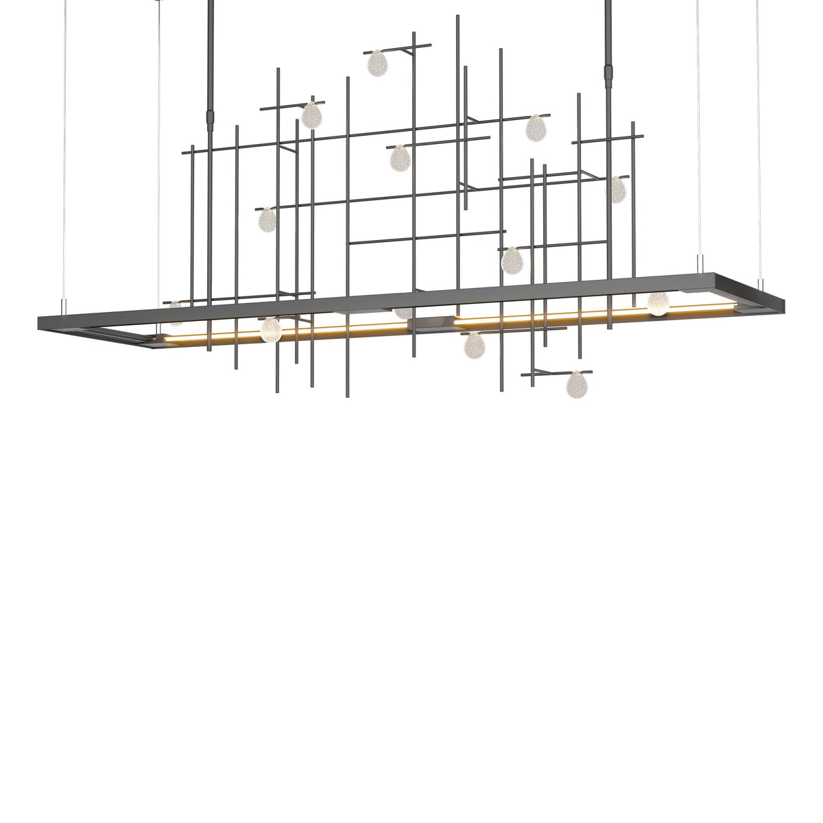 Hubbardton Forge 2016 Black Clear Bubble Glass (YG) Long Spring LED Pendant