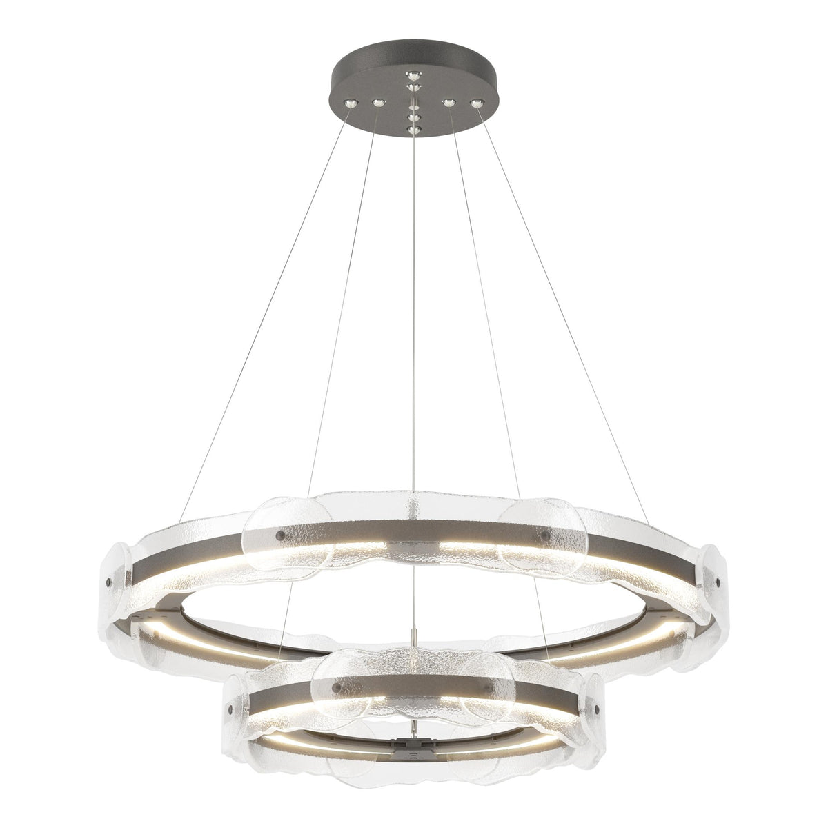 Hubbardton Forge 2018 Natural Iron Clear Glass (ZM) Standard Solstice LED Tiered Pendant