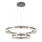 Hubbardton Forge 2018 Natural Iron Clear Glass (ZM) Standard Solstice LED Tiered Pendant