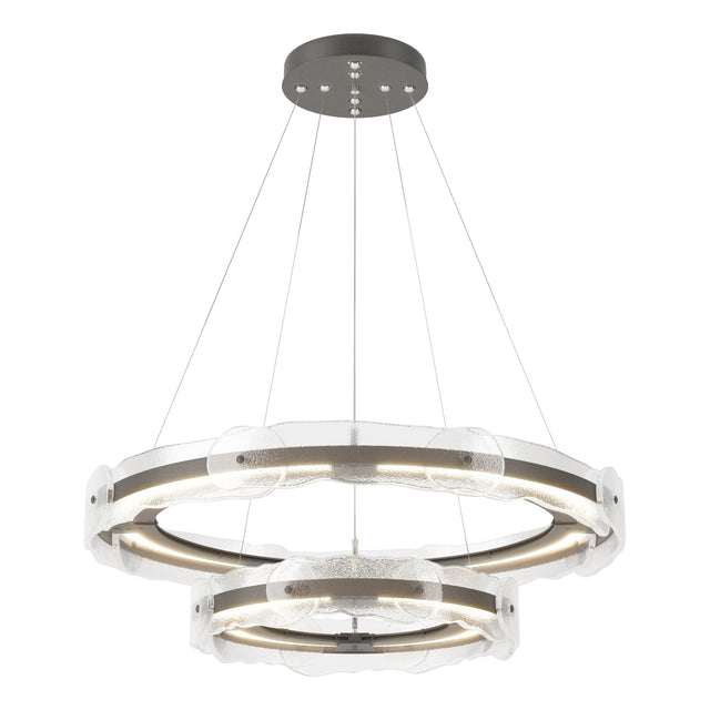 Hubbardton Forge 2018 Natural Iron Clear Glass (ZM) Standard Solstice LED Tiered Pendant