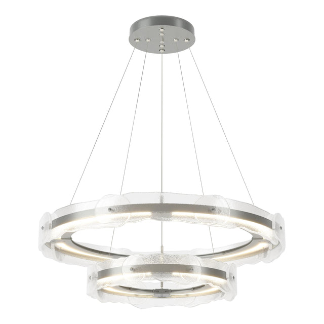 Hubbardton Forge 2018 Vintage Platinum Clear Glass (ZM) Standard Solstice LED Tiered Pendant