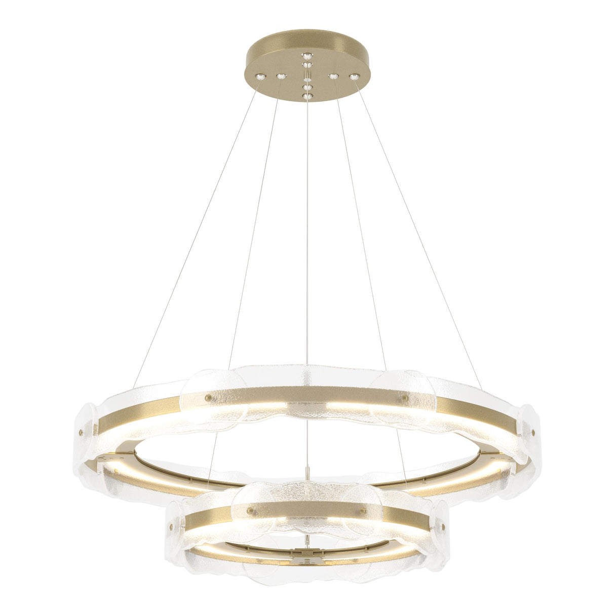 Hubbardton Forge 2018 Modern Brass Clear Glass (ZM) Standard Solstice LED Tiered Pendant