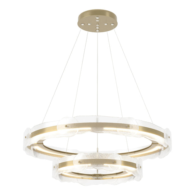 Hubbardton Forge 2018 Modern Brass Clear Glass (ZM) Standard Solstice LED Tiered Pendant