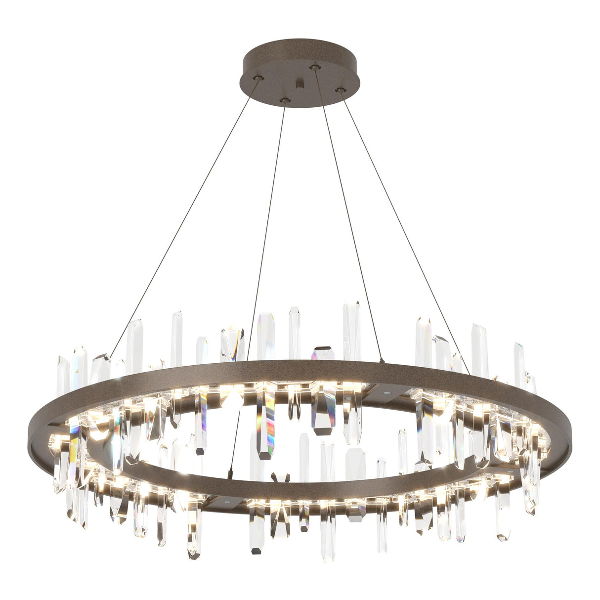 Hubbardton Forge 2019 Bronze Crystal Standard Solitude Circular LED Pendant